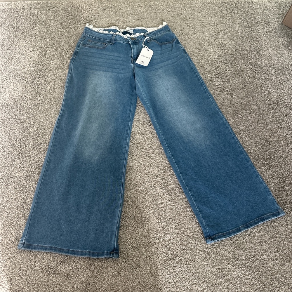 Flying Angel Wide Leg Women’s Jeans in Medium Blue